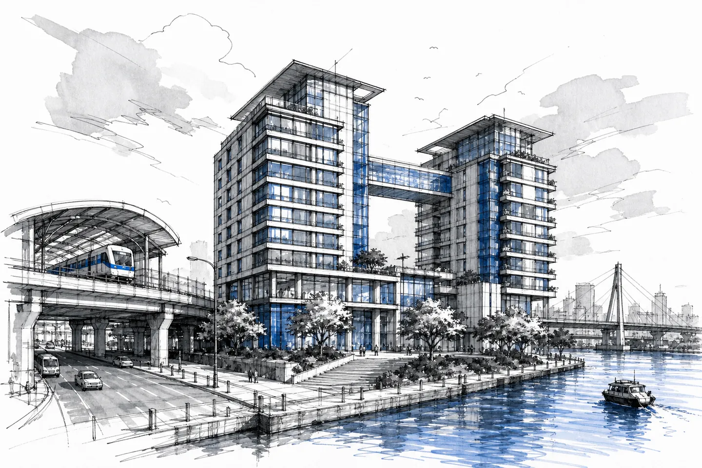 River Rock Casino Resort: two towers by the Fraser